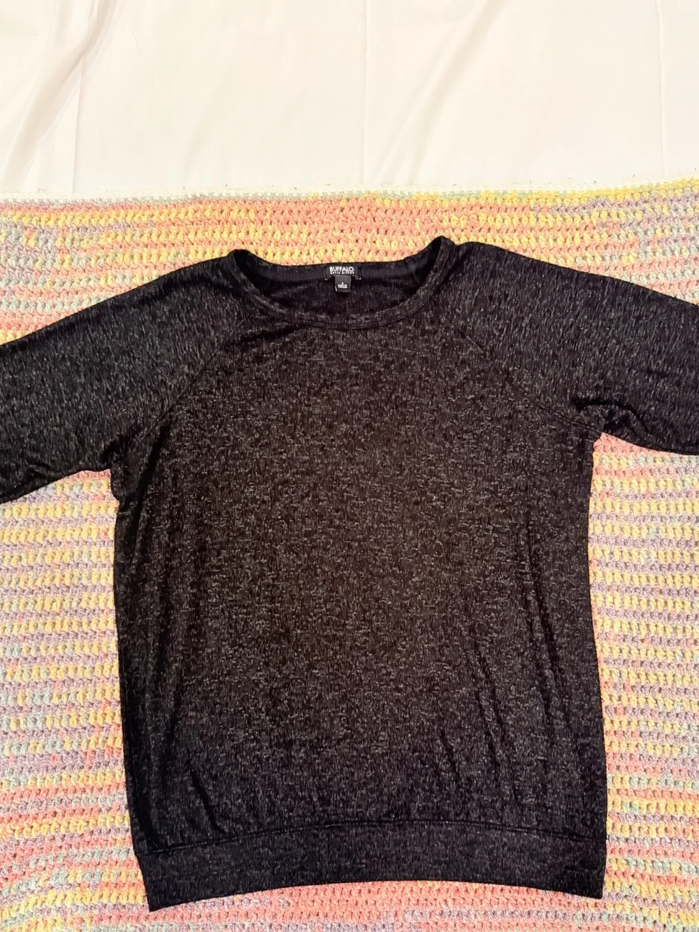 Buffalo David Bitton Heathered Charcoal Crewneck Pullover Top Small
